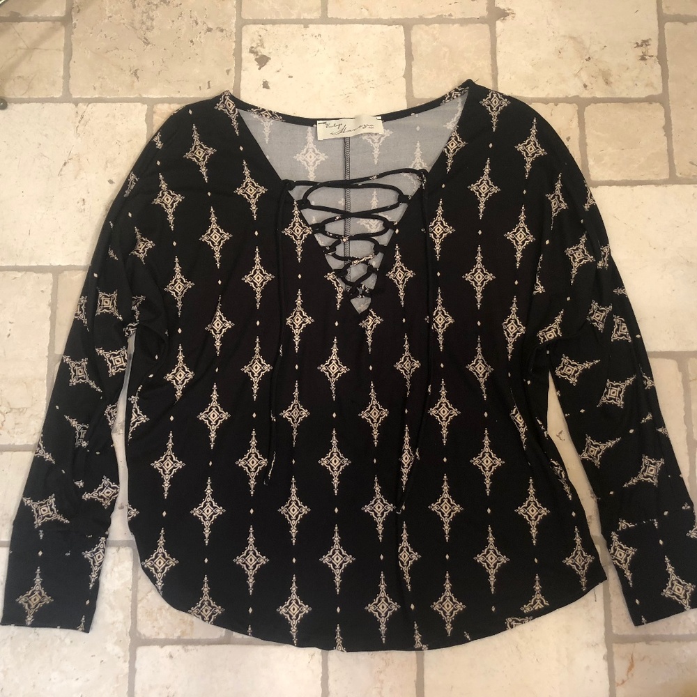 Vintage Havana lace up long-sleeve shirt